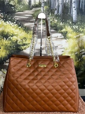 Joy & Iman Diamond Quilted leather satchel